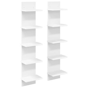vidaXL Wandregal 2 Stk. Wei&szlig; 22 x 15 x 100 cm Holzwerkstoff
