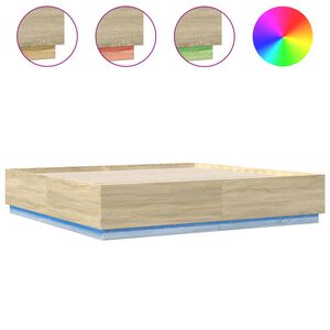 vidaXL Bettgestell mit LED Sonoma-Eiche 180x200cm Holzwerkstoff