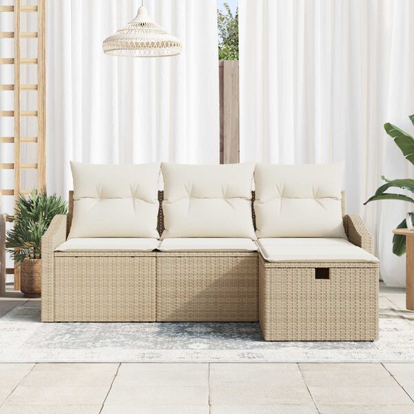 vidaXL Sofa Set mit Kissen 4 pcs Poly-Rattan