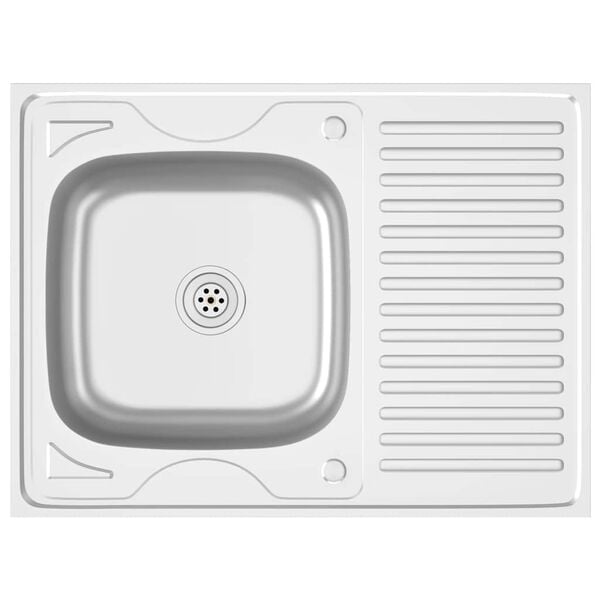 vidaXL Sp&uuml;le mit Abtropffl&auml;che Set Silbern 800x600x155 mm Edelstahl