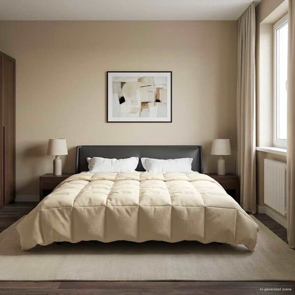 vidaXL Sommerdecke Gepolstert Creme 220 x 240 cm Mikrofaser