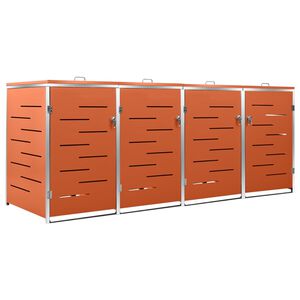 vidaXL M&uuml;lltonnenbox f&uuml;r 4 Tonnen 276,5x77,5x112,5 cm Edelstahl
