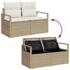 vidaXL Garten-Sofa-Set mit Kissen mit Speicher 6 pcs Beige Poly Rattan