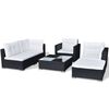 vidaXL 6-tlg. Garten-Lounge-Set mit Auflagen Poly Rattan Schwarz