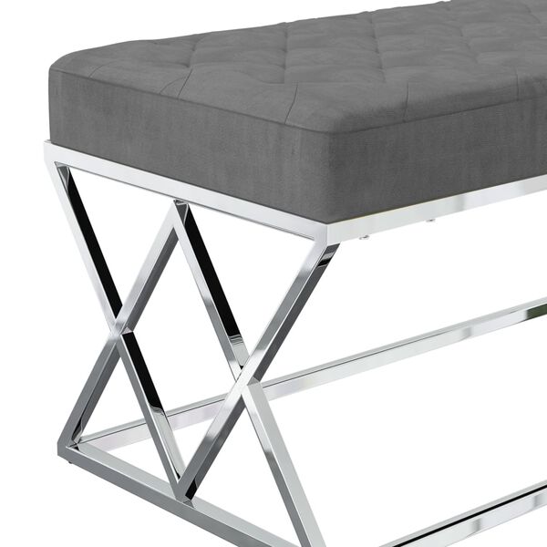 vidaXL Sitzbank Dunkelgrau Samt und Edelstahl