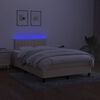 vidaXL Boxspringbett mit Matratze & LED Creme 120x190 cm Stoff
