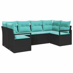 vidaXL Sofa Set mit Kissen 6 pcs Schwarz Poly Rattan