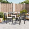 vidaXL 5-tlg. Garten-Essgruppe mit Kissen Schwarz Poly Rattan