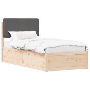 vidaXL Bettgestell mit gepolstertem Kopfteil Dunkelgrau 100 x 200 cm