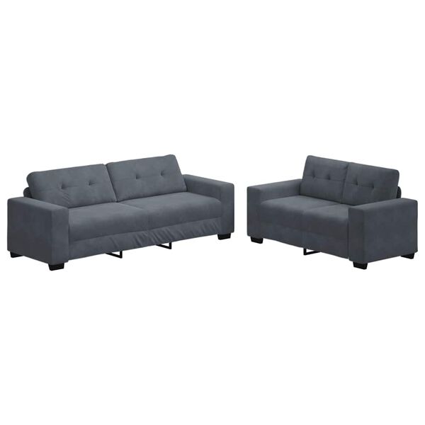vidaXL 2-teiliges Sofa-Set mit Kissen, dunkelgrauer Samt