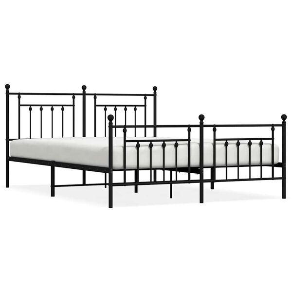 vidaXL Metallbett ohne Matratze mit Fu&szlig;teil Schwarz 160x200 cm