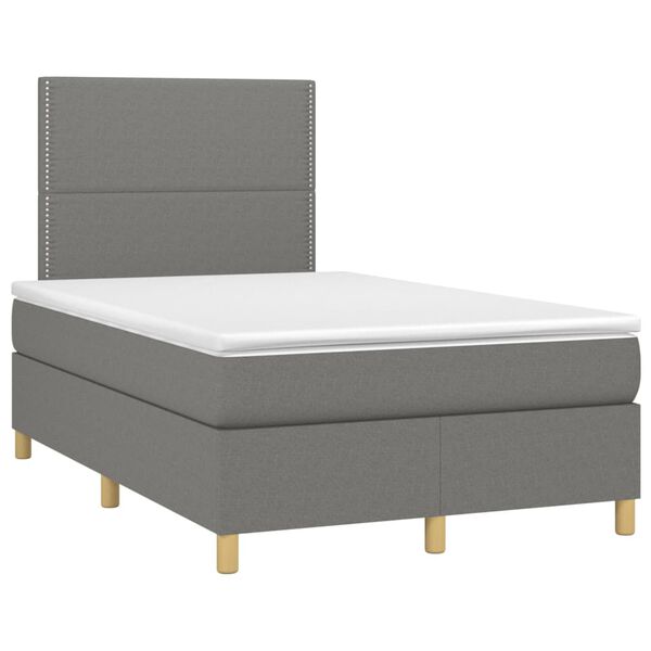 vidaXL Boxspringbett mit Matratze Dunkelgrau 120x200 cm Stoff