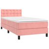 vidaXL Boxspringbett mit Matratze & LED Rosa 90x200 cm Samt