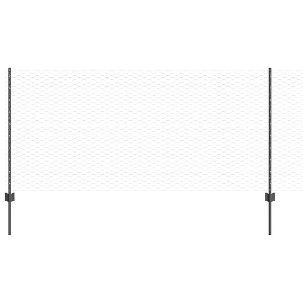 vidaXL Zaun mit Pfosten Grau 1 x 10 m Stahl und PVC