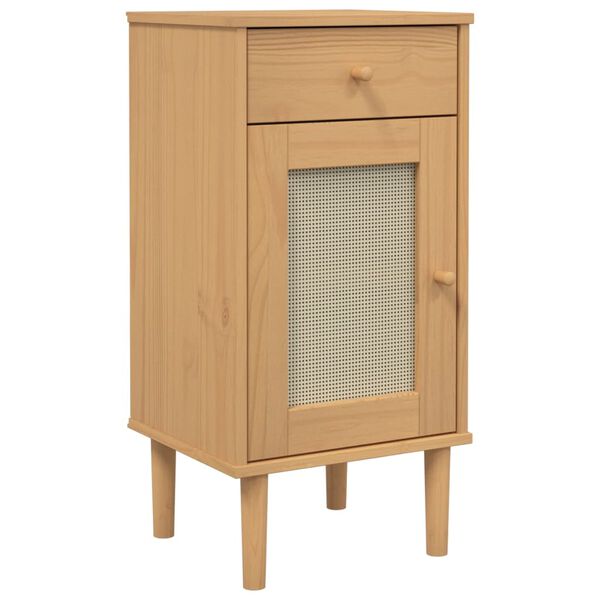 vidaXL Nachttisch SENJA Rattan-Look Braun 40x35x80cm Massivholz Kiefer