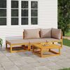 vidaXL 4-tlg. Garten-Lounge-Set mit Taupe Kissen Massivholz