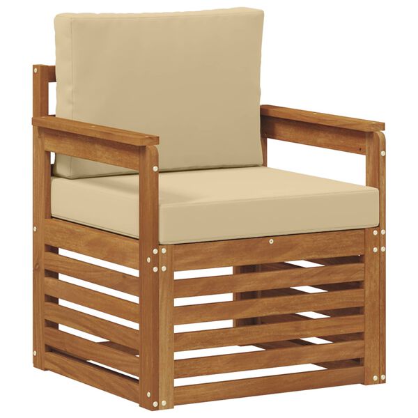 vidaXL Outdoor-Sofagarnitur Massives Akazienholz und Polyester Natur