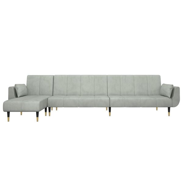 vidaXL Schlafsofa in L-Form Hellgrau 275x140x70 cm Samt