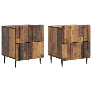 vidaXL Nachttisch 2 Stk. Altholz 43 x 34,5 x 49,5 cm Holzwerkstoff