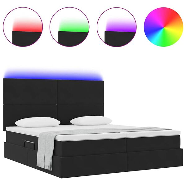 vidaXL Bett mit LED-Lichtleisten Schwarz 180 x 200 cm Samt