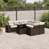 vidaXL 9-tlg. Garten-Sofagarnitur mit Kissen Braun Poly Rattan