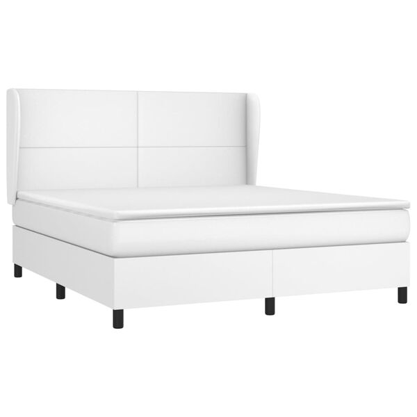 vidaXL Boxspringbett mit Matratze Wei&szlig; 180x200 cm Kunstleder
