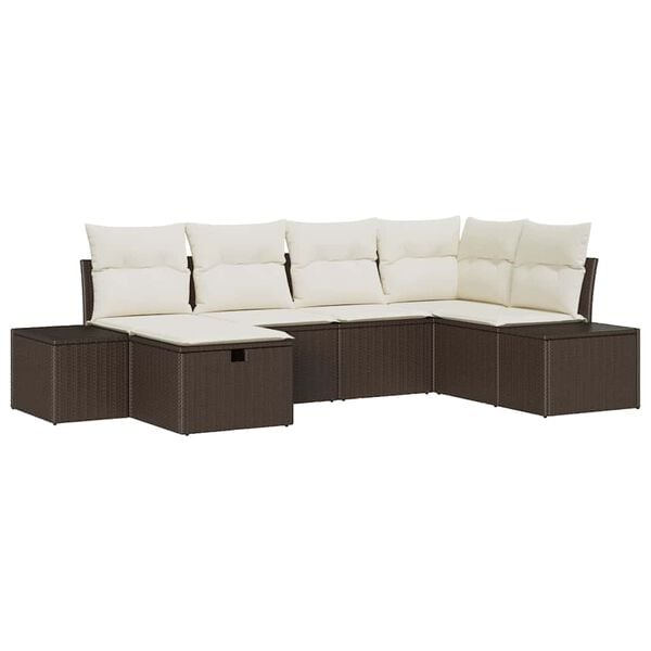 vidaXL Gartensofa-set mit Kissen 6 pcs Braun Poly-Rattan