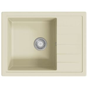 vidaXL K&uuml;chensp&uuml;le mit &Uuml;berlauf Oval Beige Granit