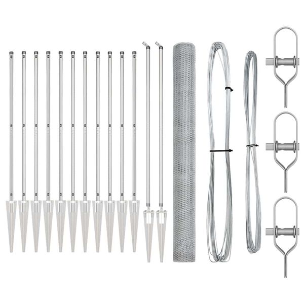 vidaXL Zaunpfosten Silber 25 x 1,6 m (25 mm Netz) Stahl