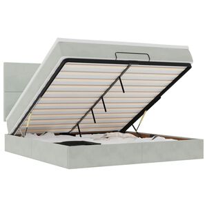 vidaXL Ottoman-Bett mit Matratzen & LEDs Hellgrau 180x200 cm Samt