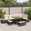 vidaXL Garten-Sofa-Set mit Kissen mit Speicher Schwarz Poly Rattan