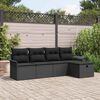 vidaXL Garten-Sofa-Set mit Kissen 5 pcs Schwarz Poly Rattan
