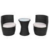 vidaXL 3-tlg. Bistro-Set mit Auflagen Poly Rattan Schwarz