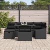 vidaXL Garten-Sofa-Set mit Kissen 7 pcs Schwarz Poly Rattan