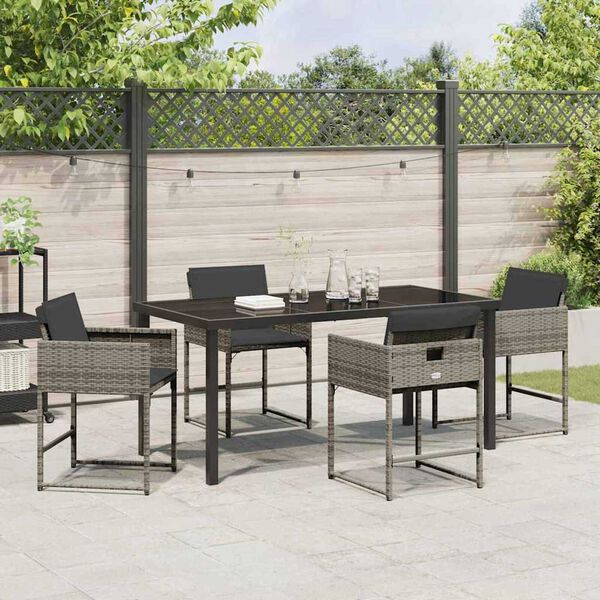 vidaXL Garten Essgruppe 5 pcs Grau Poly-Rattan