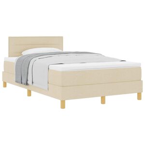 vidaXL Boxspringbett mit Matratze Creme 120 x 190 cm Stoff