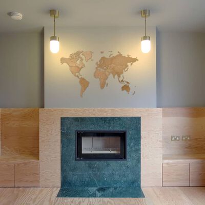 MiMi Innovations Weltkarte-Wanddeko aus Holz Luxury Braun 130×78 cm