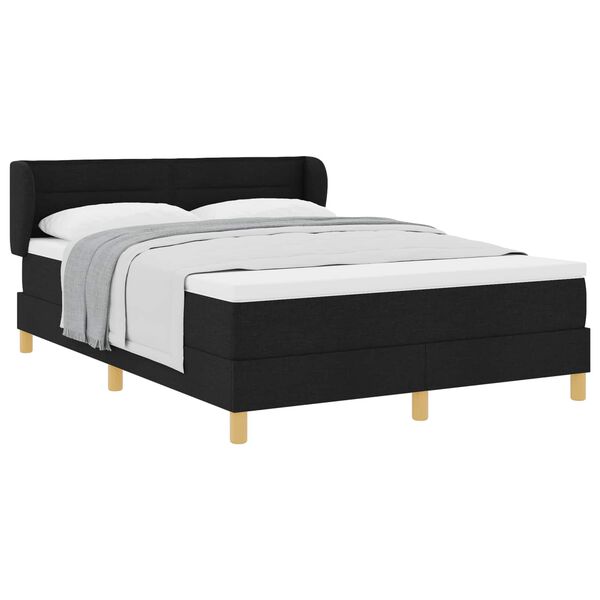 vidaXL Boxspringbett mit Matratze Schwarz 140 x 190 cm Stoff