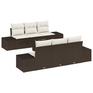 vidaXL Sofa Set mit Kissen 7 pcs Braun Poly Rattan