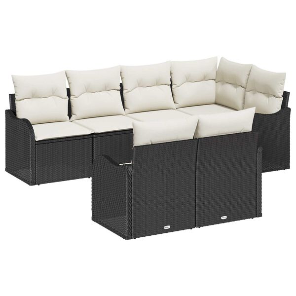 vidaXL Gartensofa-set Schwarz Poly-Rattan