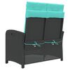 vidaXL Gartenbank Verstellbar mit Kissen Schwarz Poly Rattan