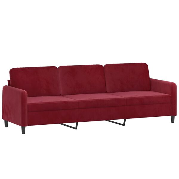 vidaXL 3-Sitzer-Sofa mit Hocker Weinrot 210 cm Samt