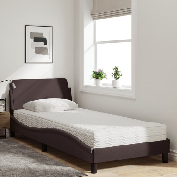 vidaXL Bett mit Matratze "Dover" Dunkelbraun 90x200 cm Stoff