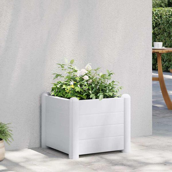 vidaXL Garten-Hochbeet PP Wei&szlig; 43x43x35 cm