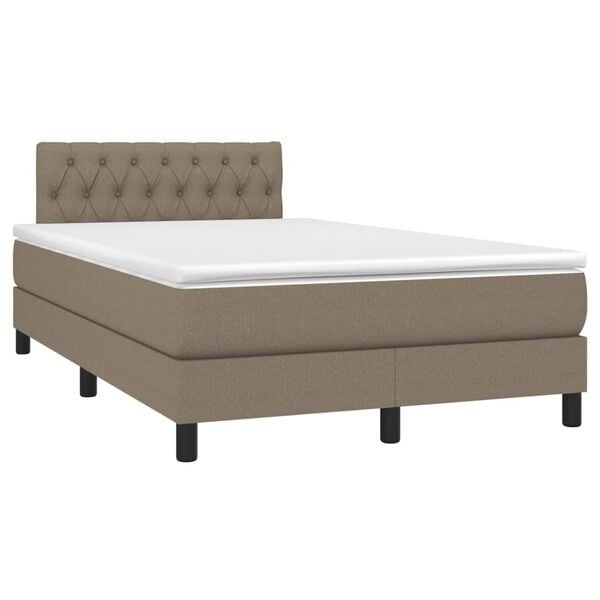 vidaXL Boxspringbett mit Matratze & LED Taupe 120x200 cm Stoff
