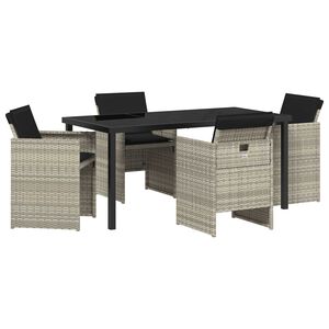 vidaXL Garten Essgruppe 5 pcs Hellgrau Poly-Rattan
