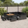 vidaXL Gartensofa-set mit Kissen 12 pcs Schwarz Poly Rattan