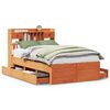 vidaXL Massivholzbett mit Regal ohne Matratze Wachsbraun 120x190 cm