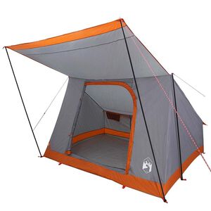 vidaXL Campingzelt 4 Personen Wasserdicht Grau und Orange Taft