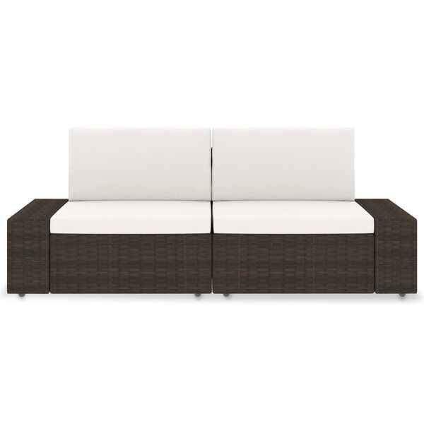 vidaXL Modulares 2-Sitzer-Sofa Poly Rattan Braun